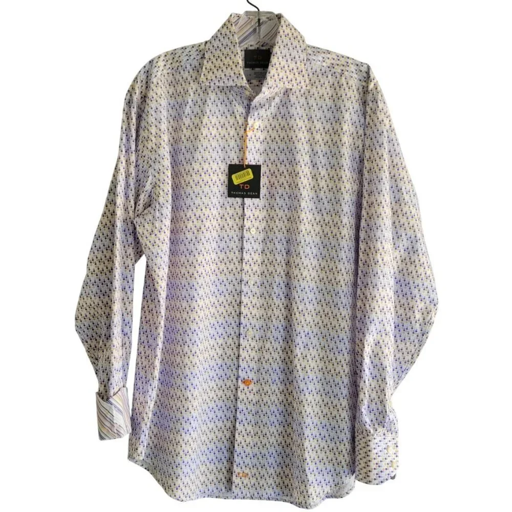 NWT Thomas Dean Long Sleeve Button Down Men's Shirt Size L